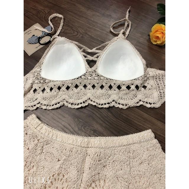 Sét bikini ren đi biển 3 món ( CÓ BÁN RỜI)