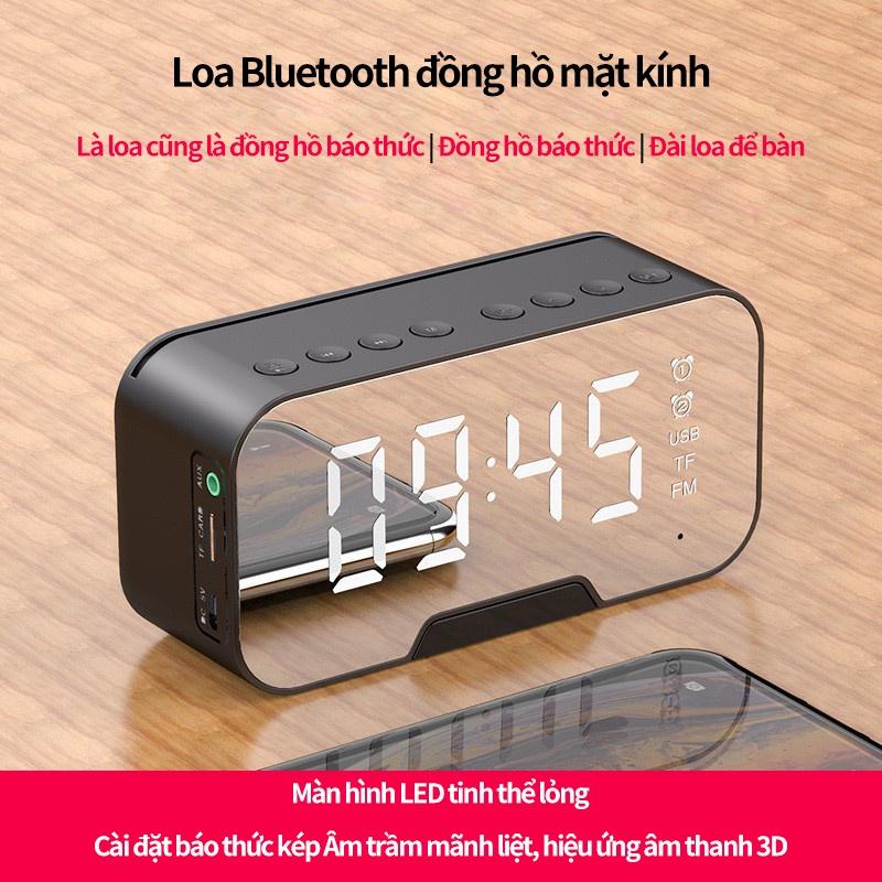 Loa bluetooth kiêm đồng hồ báo thức G10 Plus màn hình tráng đài fm radio gương hiển thị đèn led nghe-Giao hàng nhanh