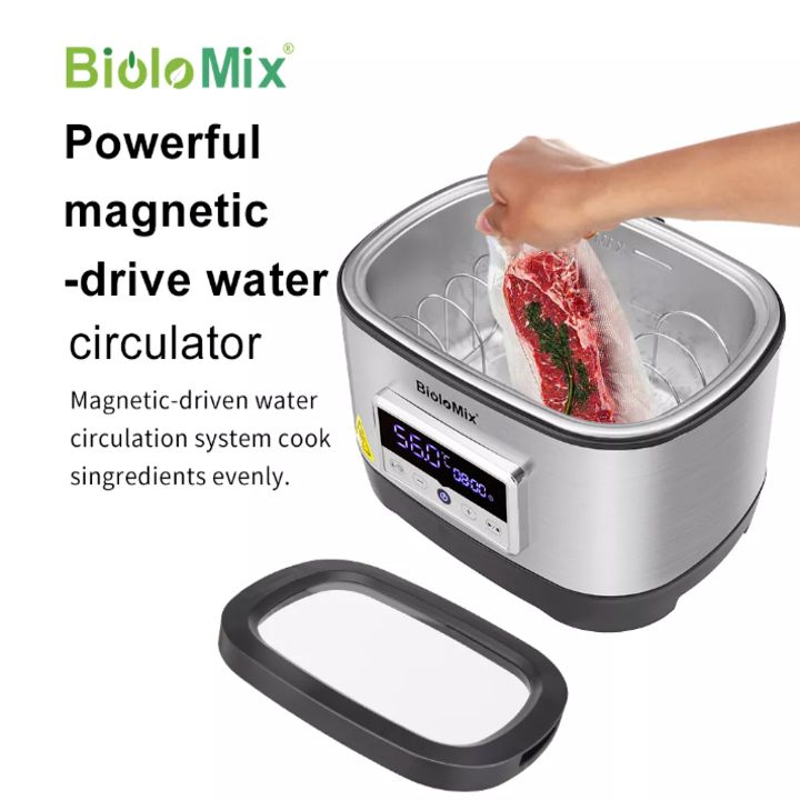 Máy nấu chậm Sous Vide BioloMix LS-SV03A thế hệ thứ 6, công suất 700W, dung tích bình chứa 8L, màn hình LED cảm ứng hiển thị - Hàng chính hãng