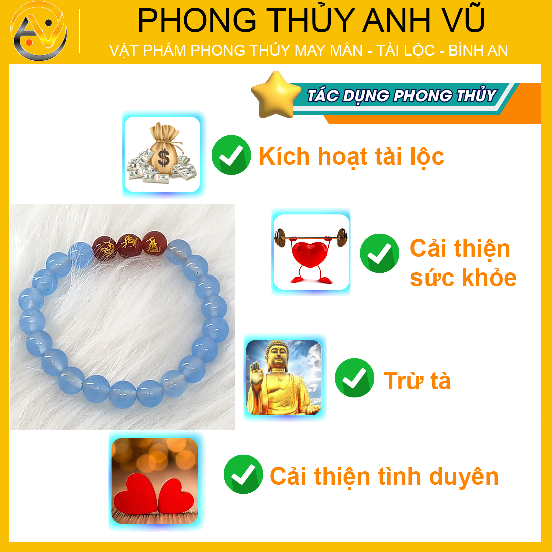 Vòng tay đá mã não tam hợp dần ngọ tuất - size 8 10ly cho nữ mệnh thủy, mệnh mộc - có khai quang điểm nhãn may mắn tài lộc - bảo hành 12 tháng - PHONG THỦY ANH VŨ