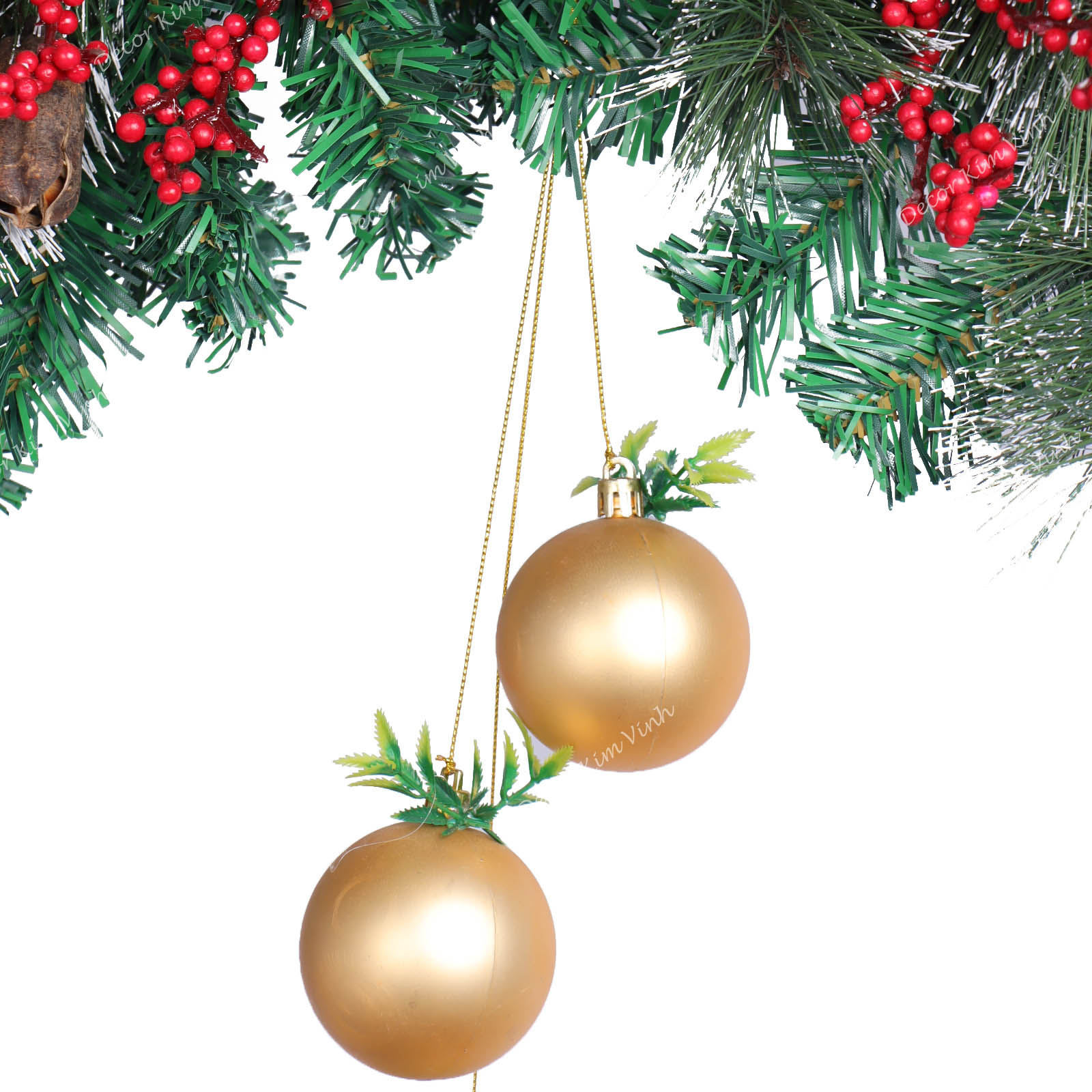 Dây Treo Đối Xứng DX04 Dây Treo Hoa Nhũ Vàng Trang Trí Giáng Sinh Kèm Đèn