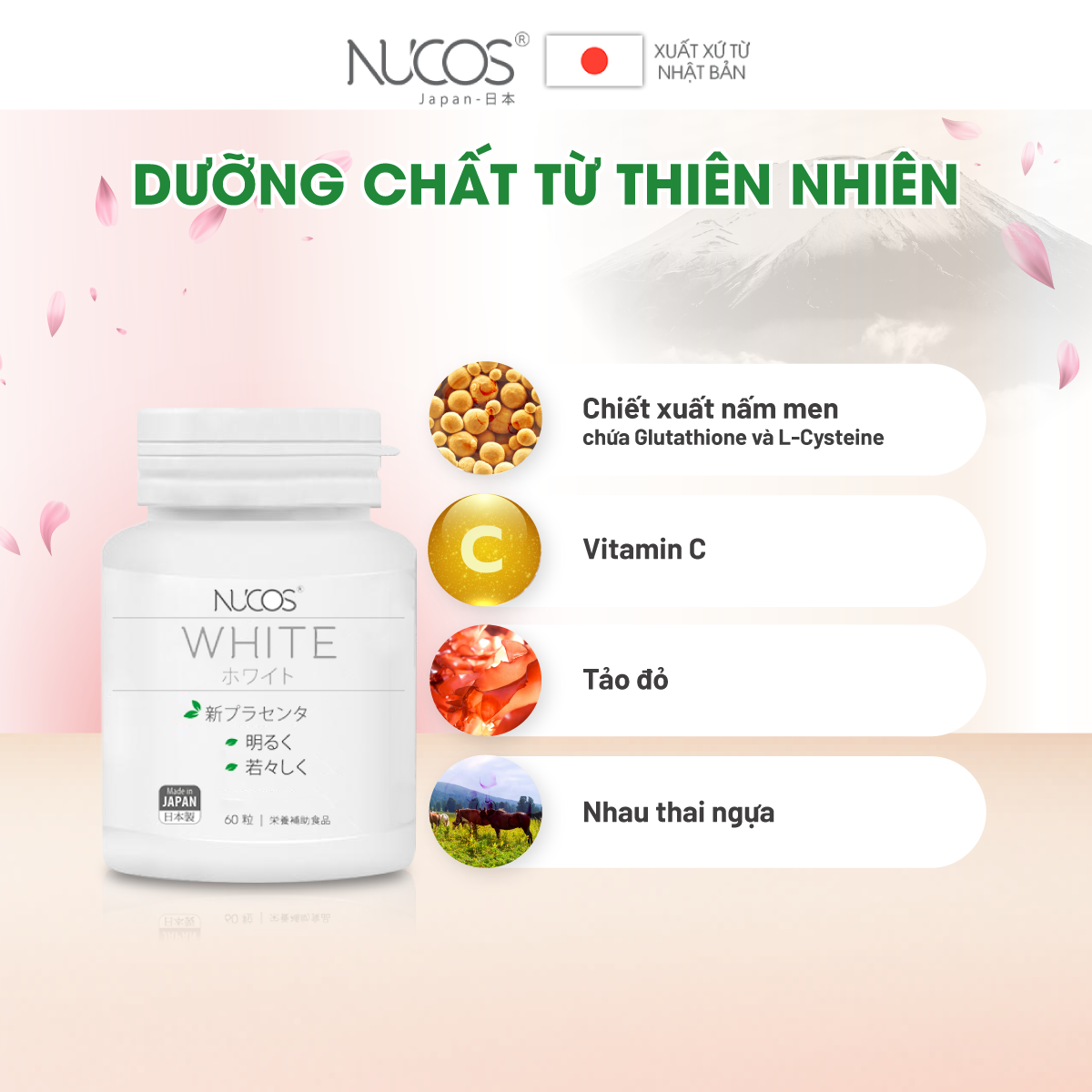 Viên uống trắng da giảm nám chống nắng Nucos White 60 viên