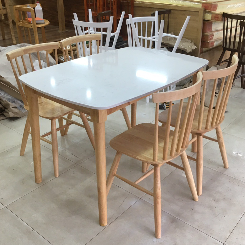 Bàn ăn Mặt Đá trắng 1m2