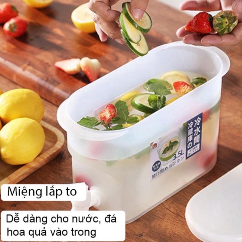 Bình đựng nước có vòi chuyên để tủ lạnh 3,5L ( LOẠI XỊN VIỆT NHẬT) - Bình đựng nước detox hoa quả có vòi, chịu nhiệt cao