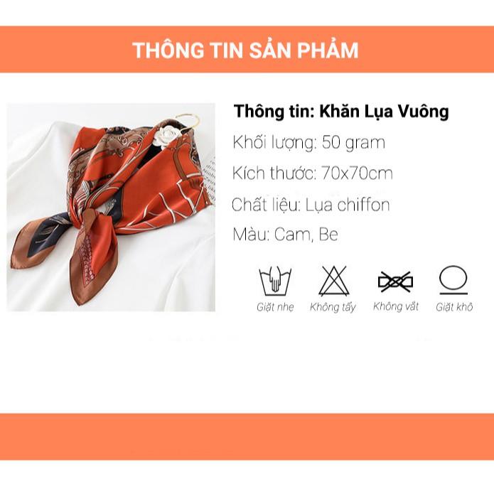 Khăn Lụa Vuông (Khăn Turban) Họa Tiết Xe Ngựa Thanh Lịch Sang Trọng - Chất Liệu Chiffon - 70x70cm - Mã KL041