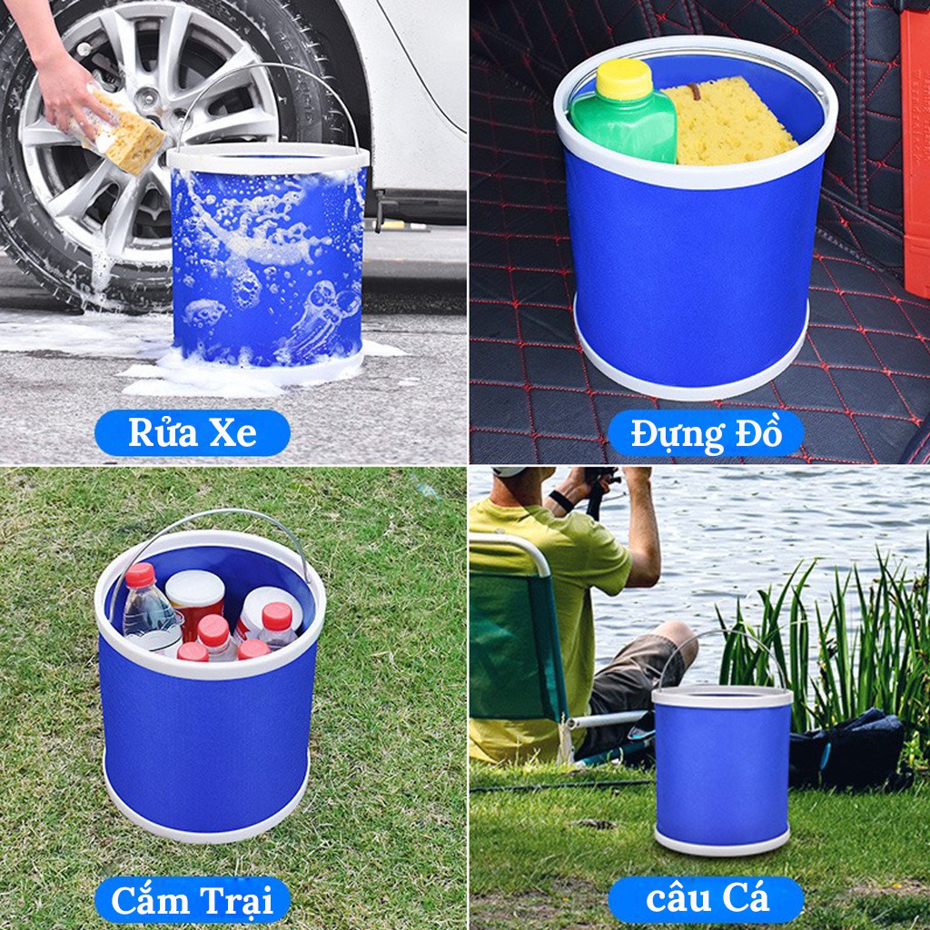 Xô Đựng Nước Gấp Gọn ( 13 L) - Xô Phượt , Xô Rửa Xe , Xô Câu Cá - PaKaSa - Hàng Chính Hãng