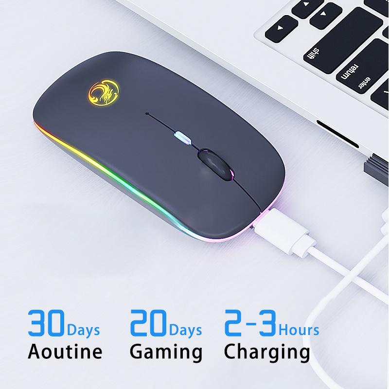 Chuột Không Dây Bluetooth RGB Sạc Chuột Máy Tính Không Dây Im Lặng Mause LED Backlit Ergonomic Cho Xiaomi Laptop