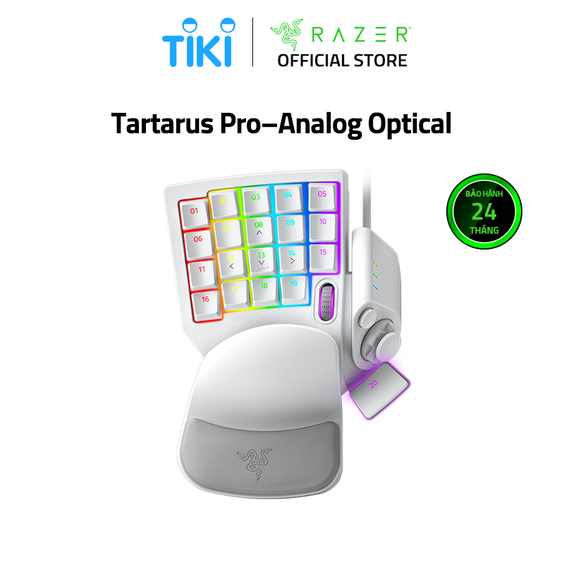 Bàn phím Razer Tartarus Pro–Analog Optical-Trắng(Mercury)_RZ07-03110200-R3M1-HÀNG CHÍNH HÃNG