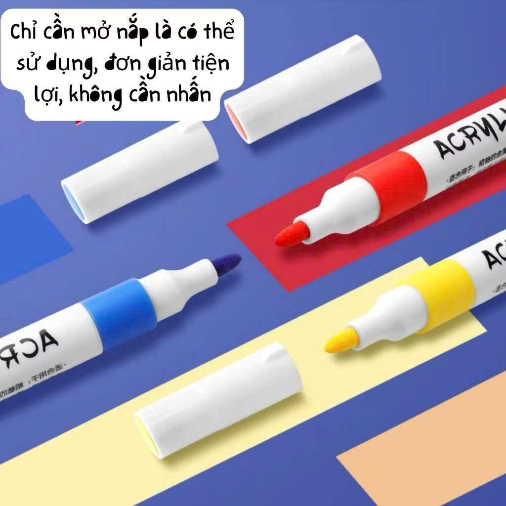Bút Màu Acrylic Marker Tăng 50% Mực, Vẽ Trên Mọi Chất Liệu, Có Thể Vẽ Chồng Màu - HÀNG CHÍNH HÃNG MINIIN