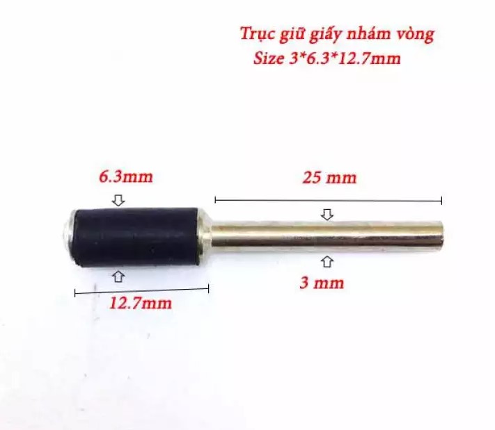 Bộ 5 Cây Trục Giữ Giấy Nhám Vòng Size 3X6.3X12.7MM Milliken