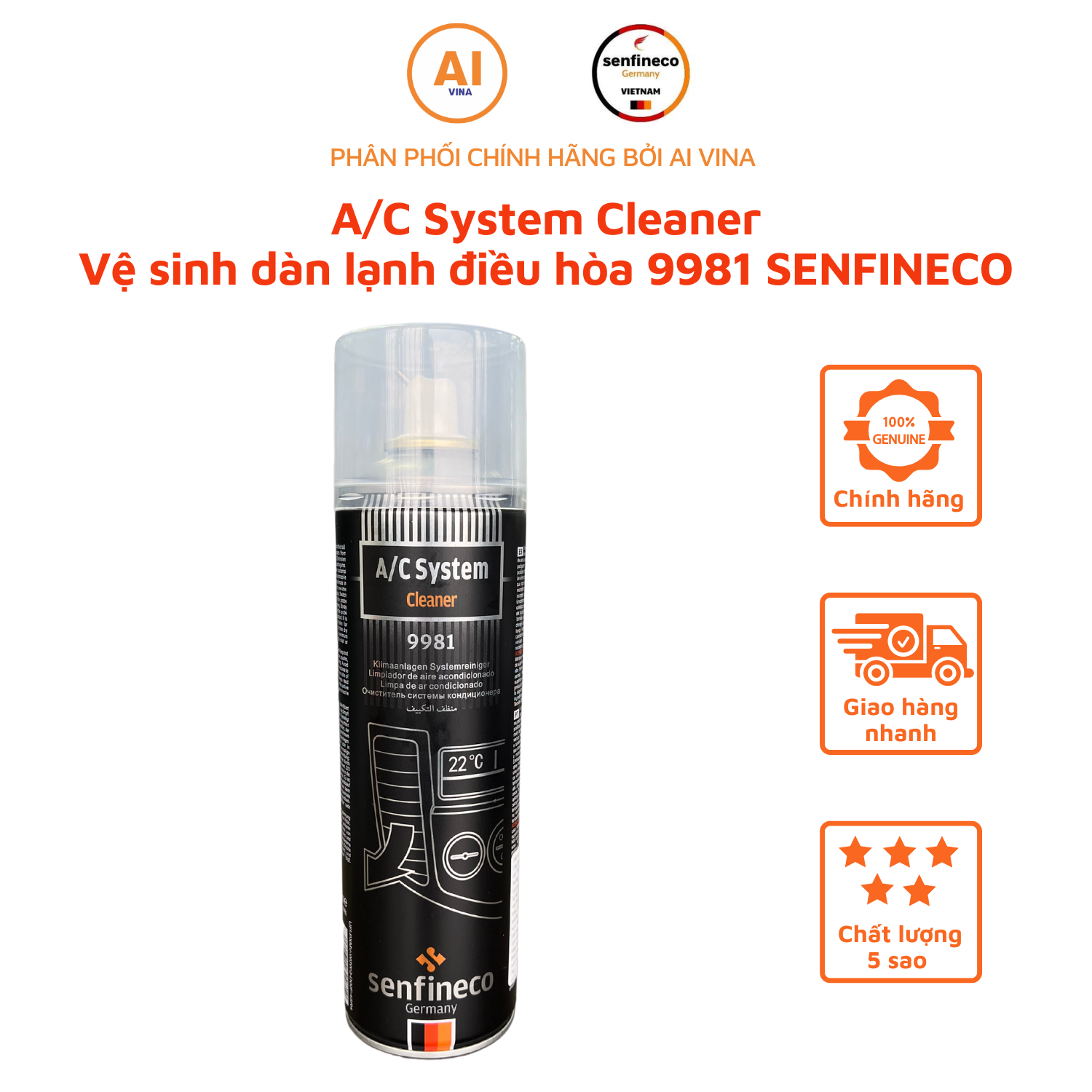 Dung Dịch Vệ Sinh Dàn Lạnh Điều Hòa Senfineco 9981 Mang Đến Không Khí Trong Lành Làm Mát Nhanh Hơn 520ml