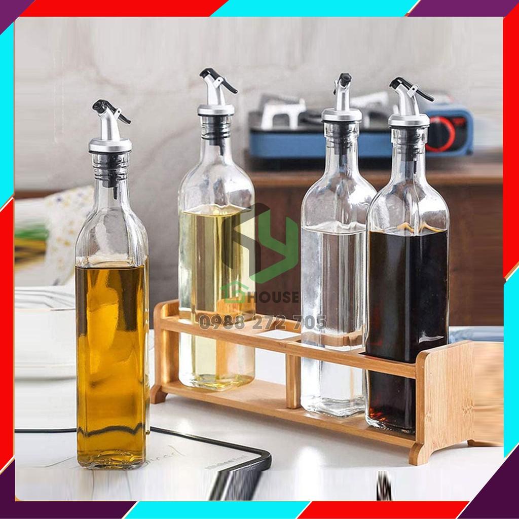 Bộ chai rót gia vị thủy tinh - bình đựng dầu nước mắm nước tương có vòi rót - thủy tinh không chì