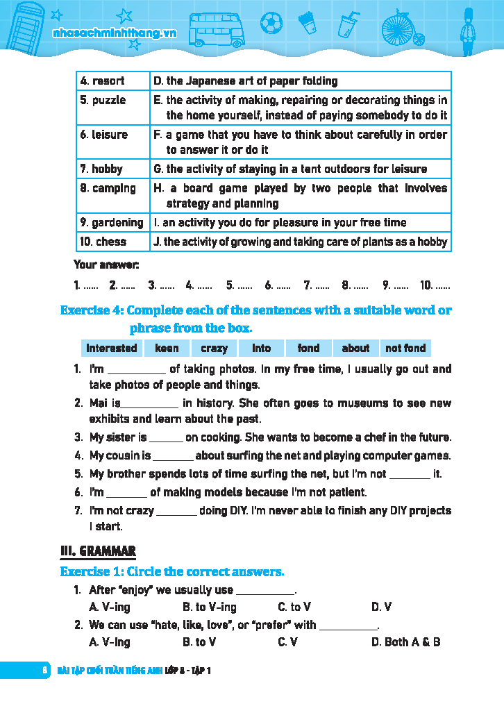 Sách - Global Success - Bài Tập Cuối Tuần Tiếng Anh Lớp 8 - Tập 1 (Có Đáp Án)