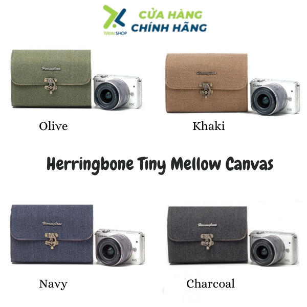 Túi máy ảnh Herringbone Tiny Mellow Canvas - Navy color