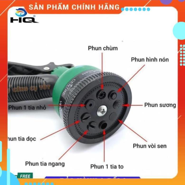 Vòi xịt rửa xe,Vòi phun nước tưới cây tăng áp thông minh 8 chế độ 815621 (cút đồng,nối đồng - dây xanh)