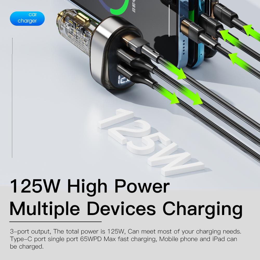 Essager 125W USB C CAR SARGER Digital Digital Digital