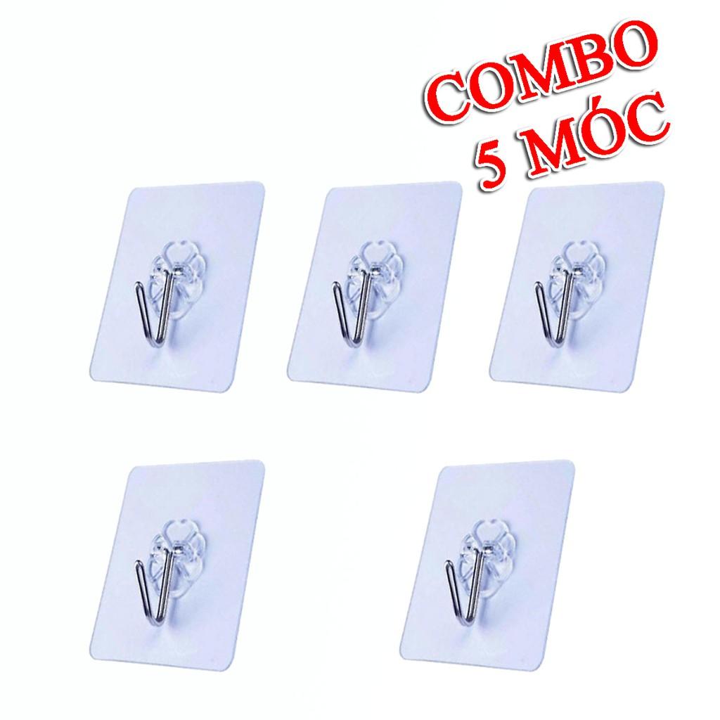 Móc dán tường siêu dính hoa mai trong suốt khả năng chịu tải cao cho không gian sống gọn gàng, ngăn nắp - Combo 5 cái