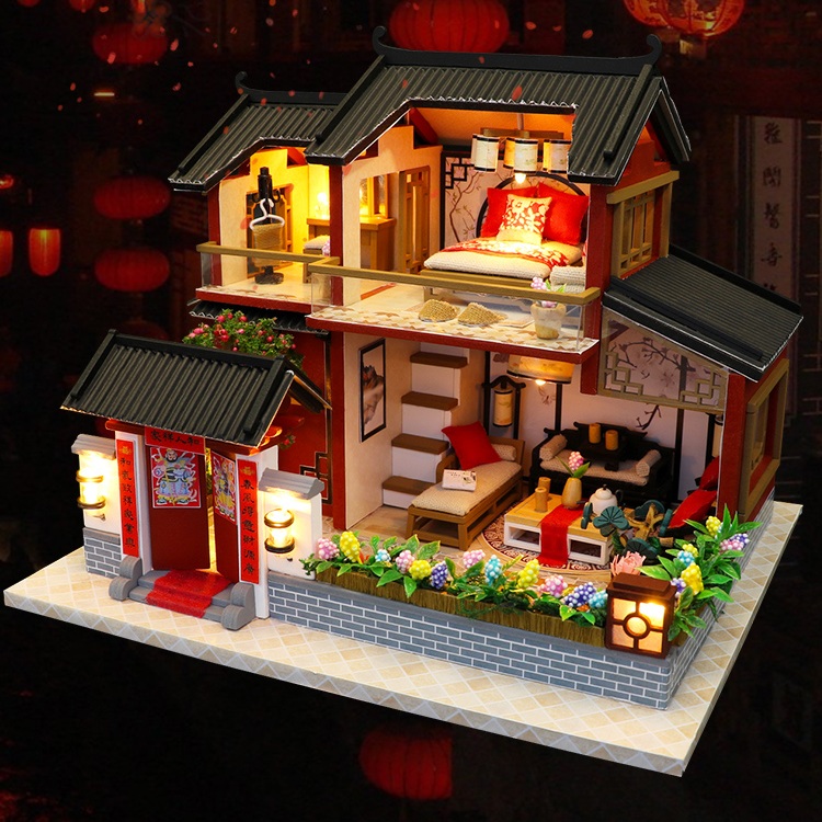 Mô hình nhà DIY Doll House Auspicious Sign Loft Kèm Mica Chống bụi và Bộ công cụ lắp ráp