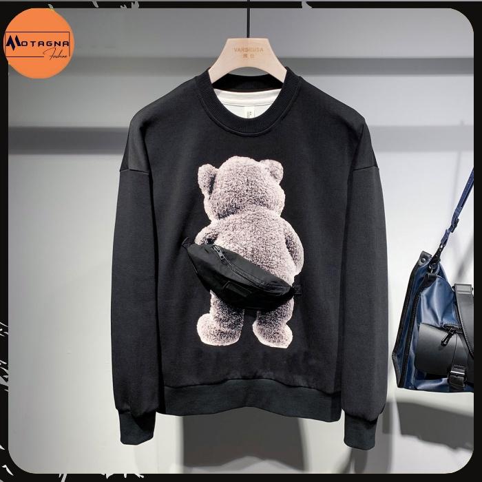 Áo nỉ sweater Hàn Quốc, Áo chất đẹp kiểu dáng Hàn Quốc cổ tròn in Gấu Túi mã NZ605