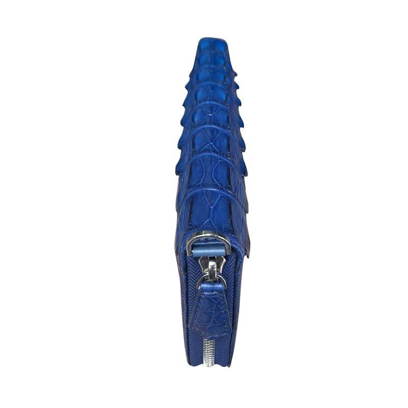 Ví Nữ Cầm Tay 1 Khóa Kéo Nam Nữ Đều dùng được chất liệu Da Cá Sấu Màu Xanh Navy Bền Bỉ Sang Trọng Size 22x12x2,5cm