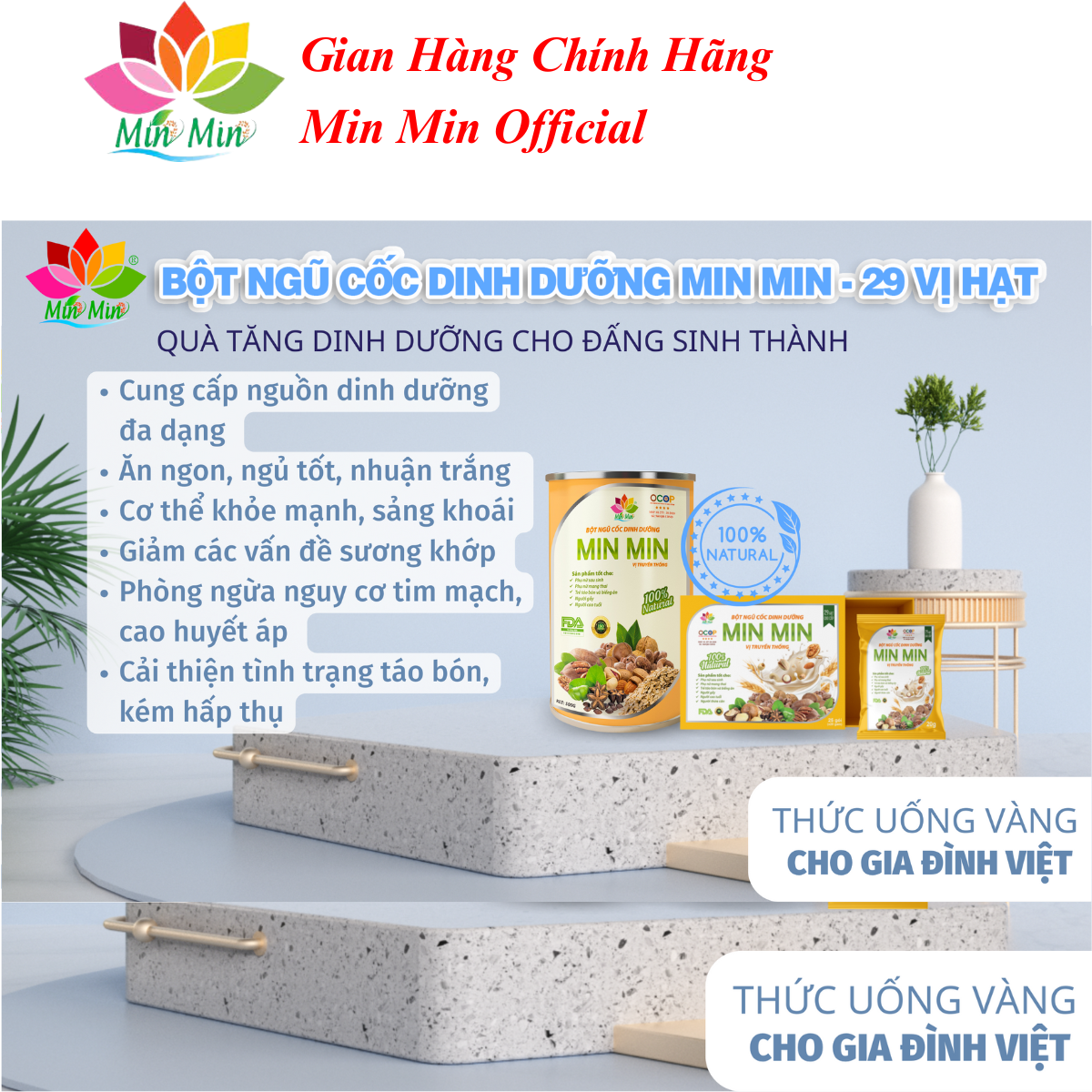 2 Hộp Ngũ Cốc Bầu Lợi Sữa Dinh Dưỡng Min Min 29 Vị Hạt Truyền Thống Ngũ Cốc Min Min Dinh Dưỡng Cho Cả Gia Đình