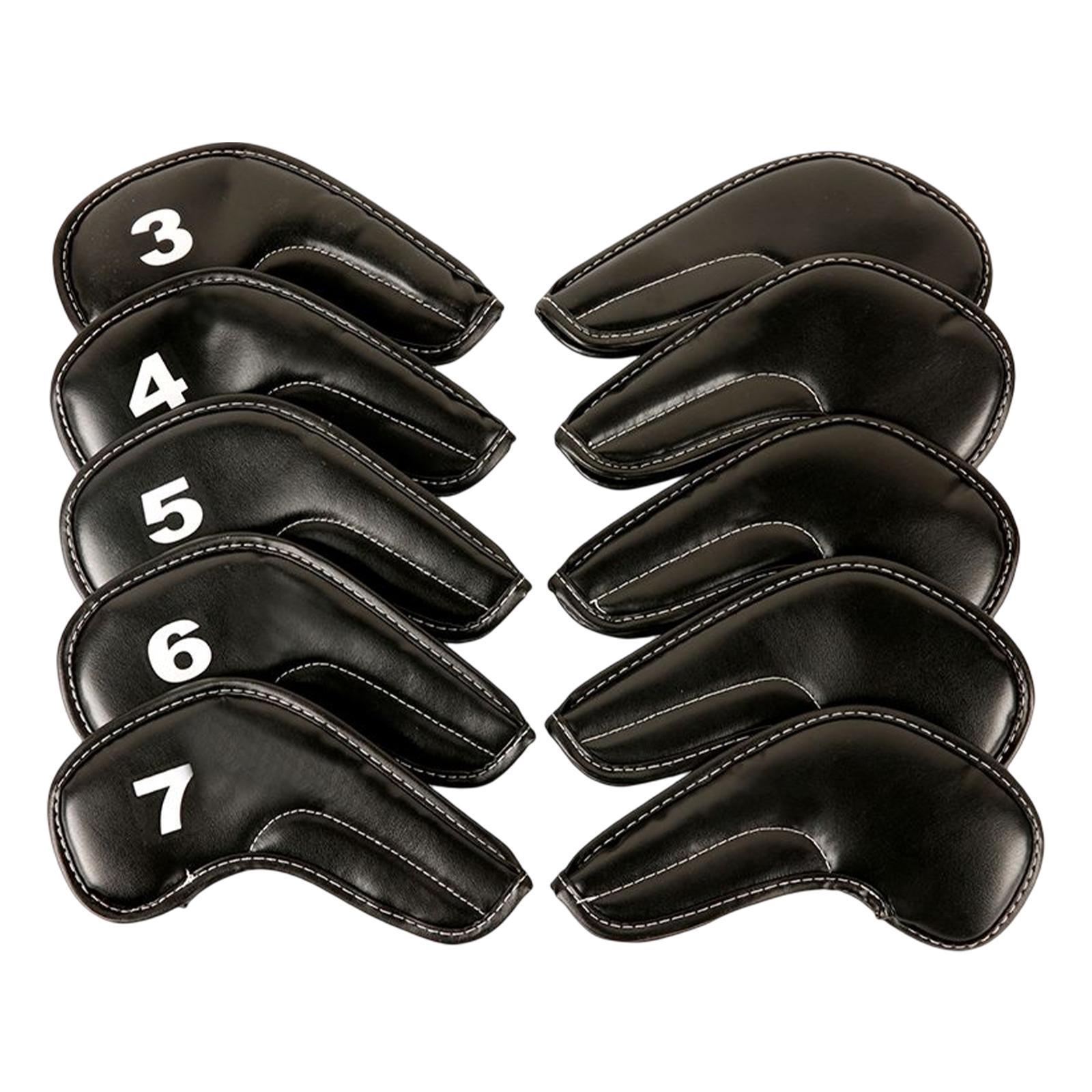 10Pcs PU Golf Iron Covers Set Golf Club Head Cover Training Equipment Sticky