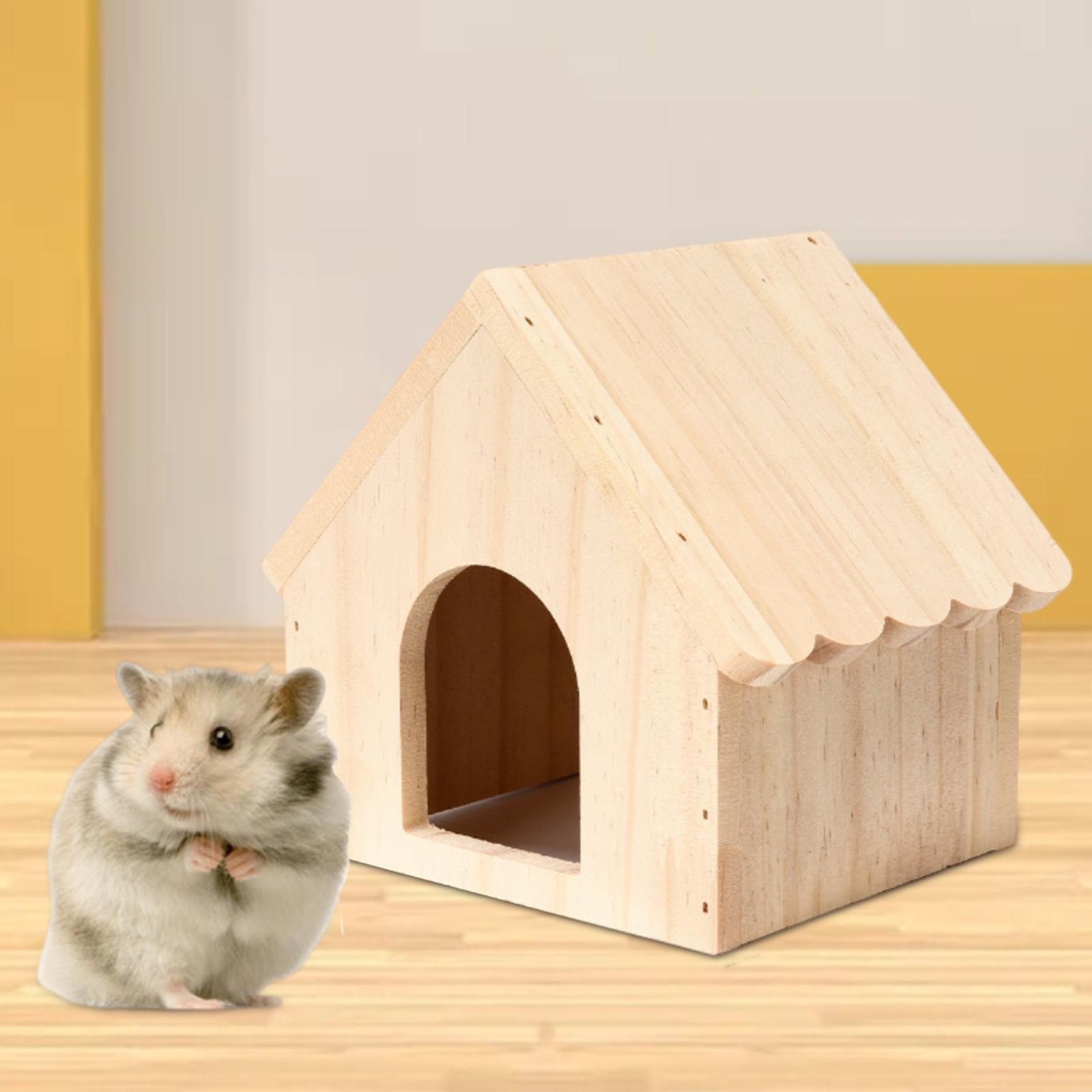 Hamster Wood House Hut Cage Accessories for Syrian Hamsters Lemmings Gerbils