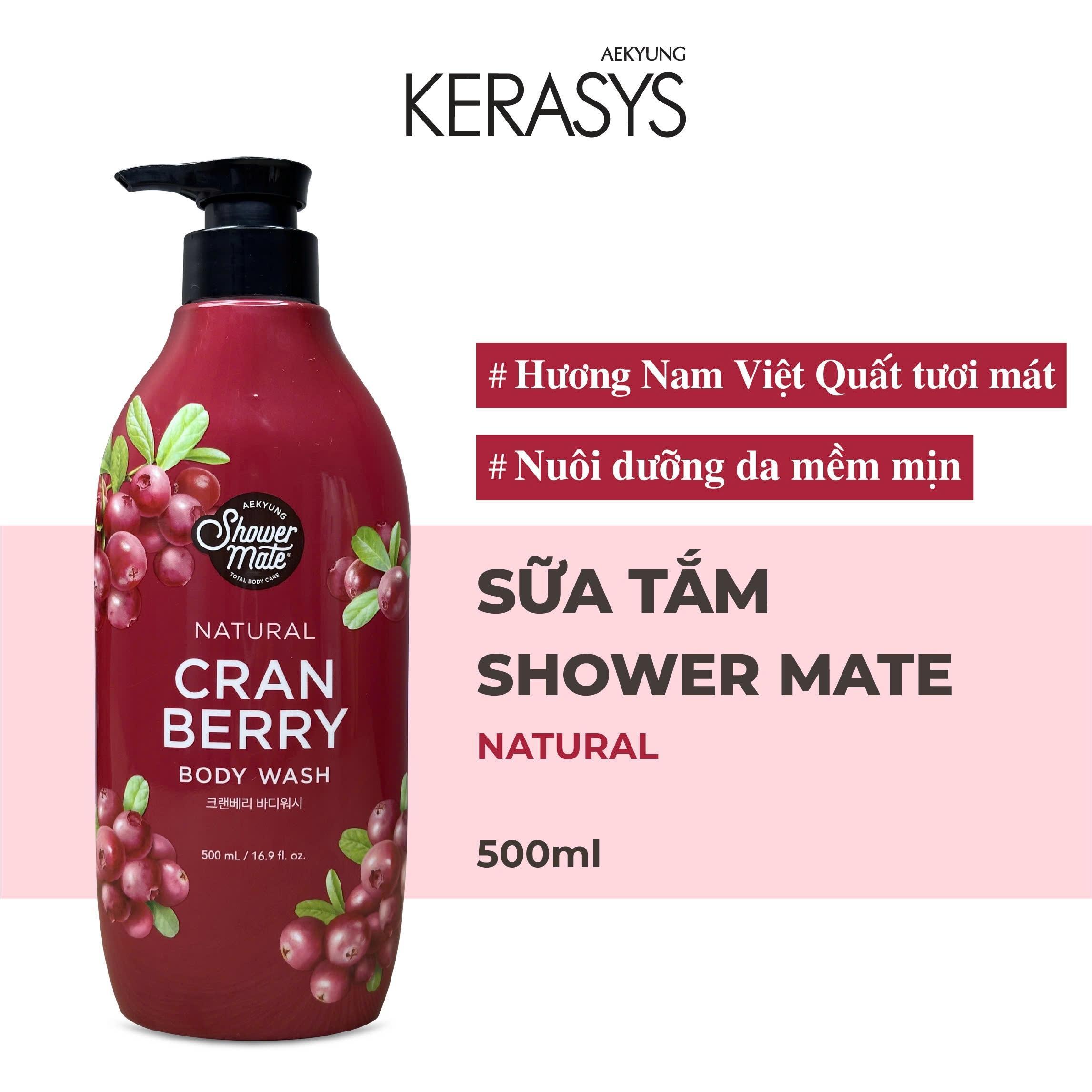 Sữa tắm cao cấp Hàn Quốc Aekyung Showermate Natural Cranberry (Hương Nam Việt Quất tươi mát) 500ml