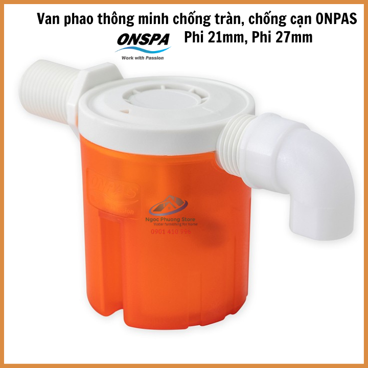 Van Phao Cơ Thông Minh Chống Tràn ONPAS Thế Hệ Mới, Tự Ngắt Nước Phi 21mm, 27mm