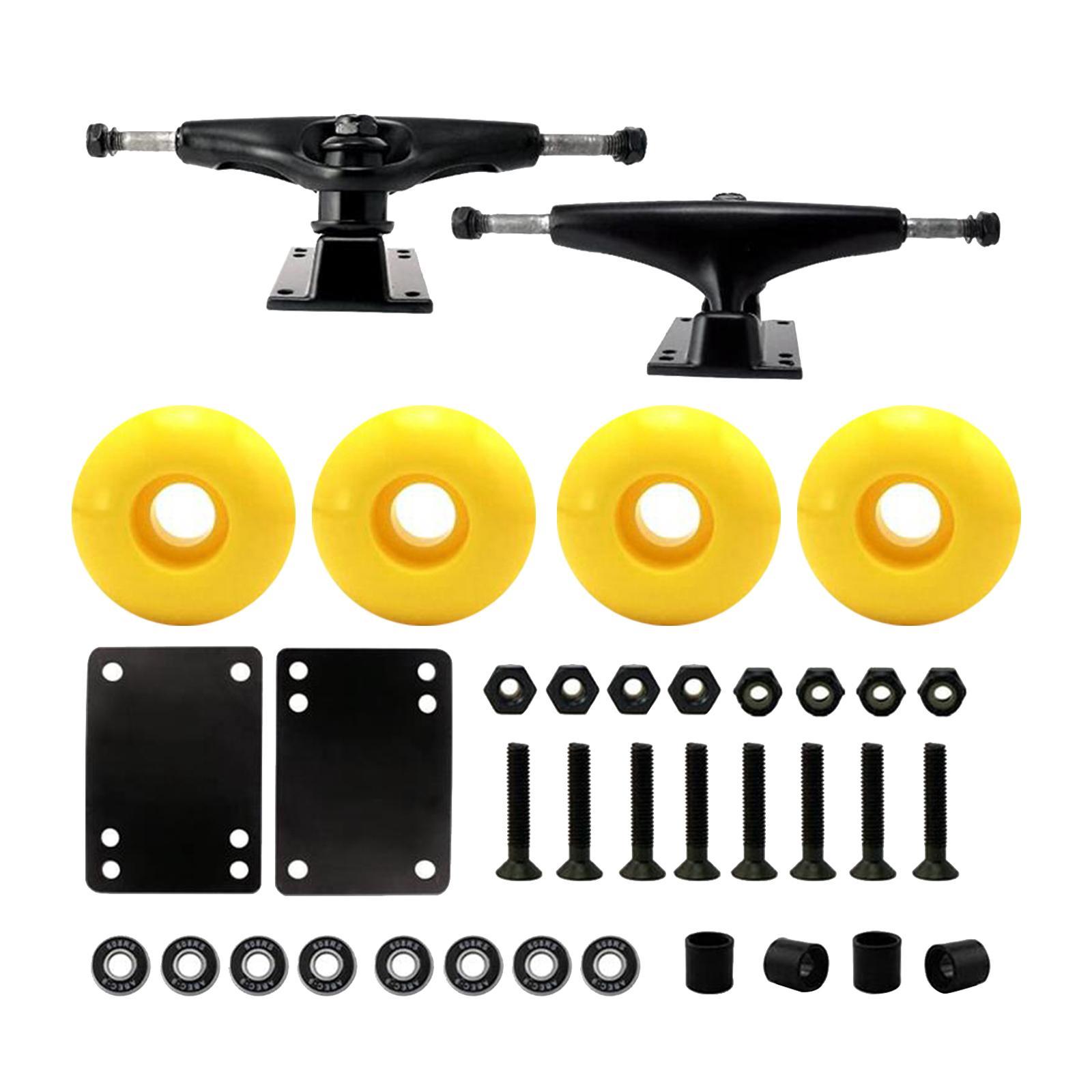 Skateboard Trucks 5" Wheels 52mm ABEC Bolts Kit White wheels