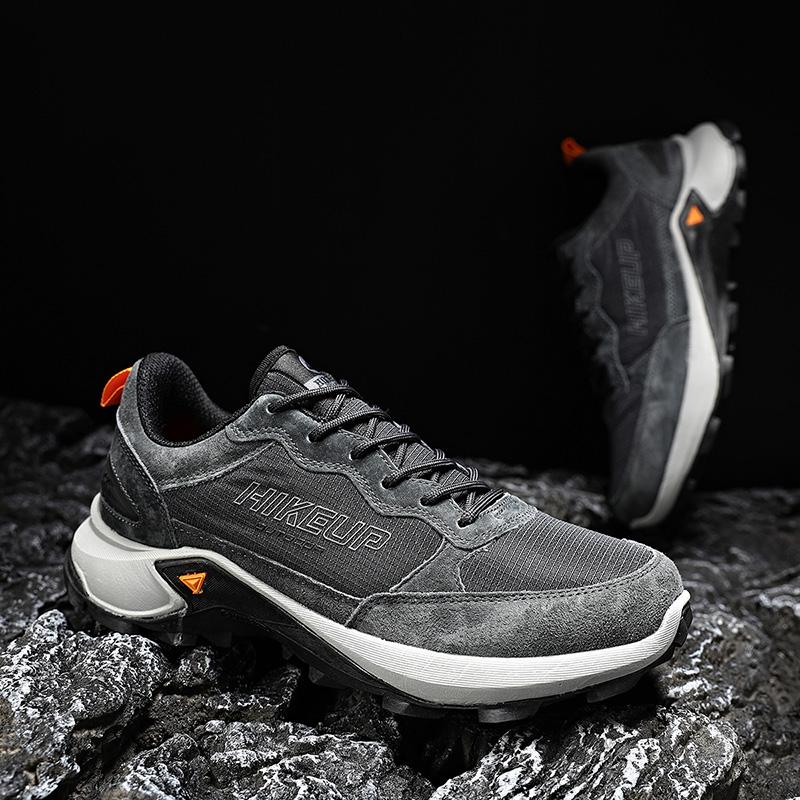 HIKEUP Ngoài Trời Mới Giày Sneaker Nam Nữ Thoáng Khí Đường Mòn Chạy Bộ Đi Bộ Đường Dài Đi Bộ Thể Thao Chiến Thuật Nam Da Lộn Color: Beige Shoe Size: 44