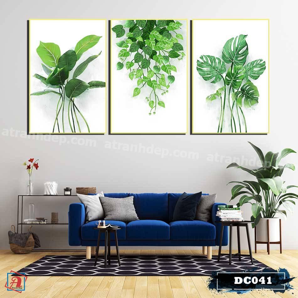 Bộ 3 tranh canvas treo tường Decor Hoa lá phong cách scandinavian – DC041