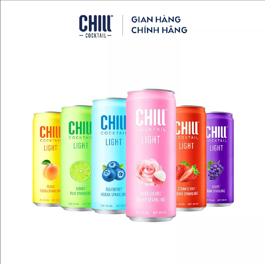 [Voucher 100K] Thùng 24 lon Chill Cocktail Light mix vị 330ml/lon (độ cồn 3%)