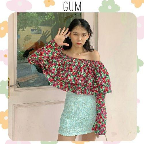 Áo trễ vai tay dài Butterfly Top By Gum