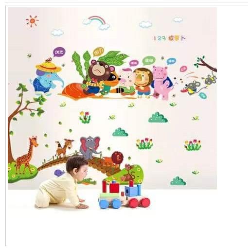 BỘ COMBO DECAL GHÉP ĐÔI TRANG TRÍ - Cà rốt 02 phối Cây Cầu gỗ