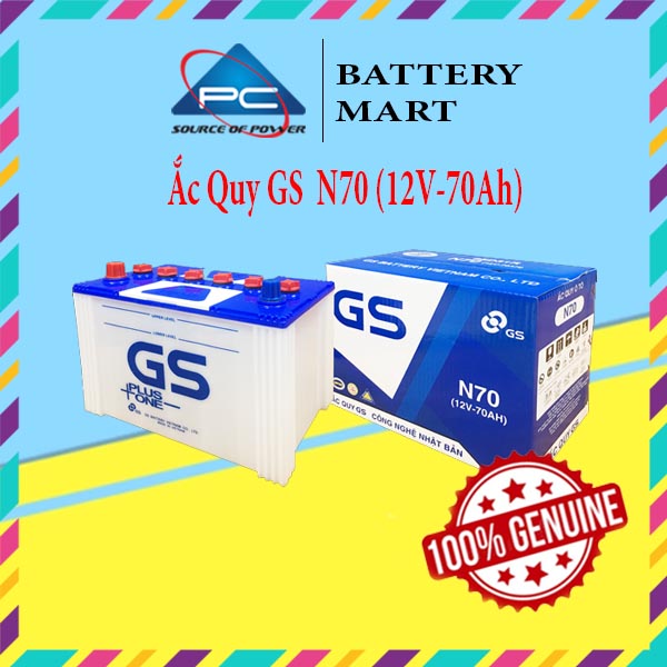 Bình Ắc Quy Nước 12V-70Ah, Ắc Quy Ô Tô GS N70