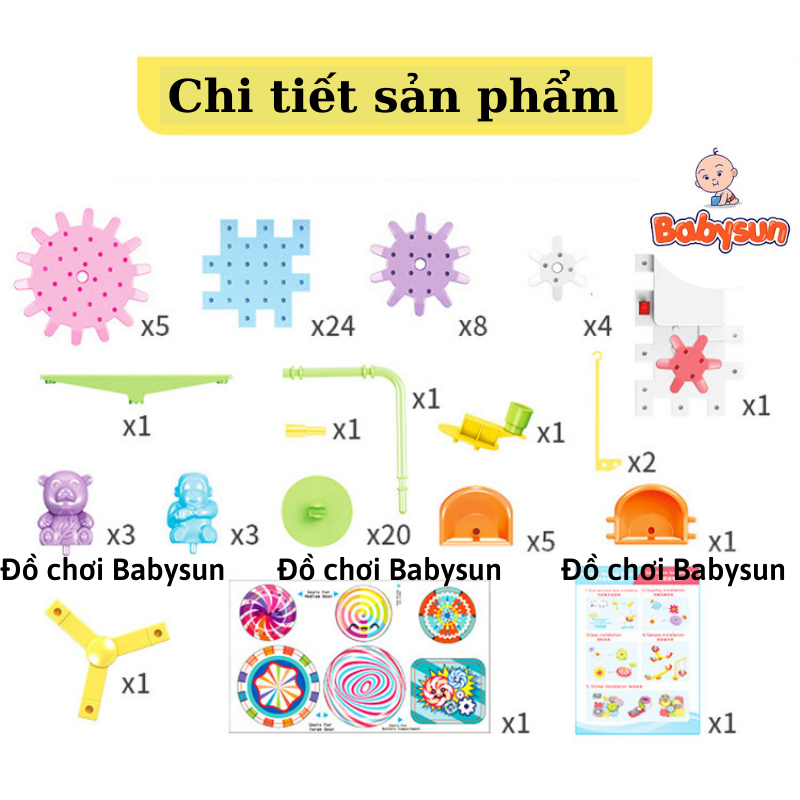 Đồ chơi xếp hình chuyển động sáng tạo phát triển trí tuệ cho bé- ghép hình bánh răng 83 chi tiêt