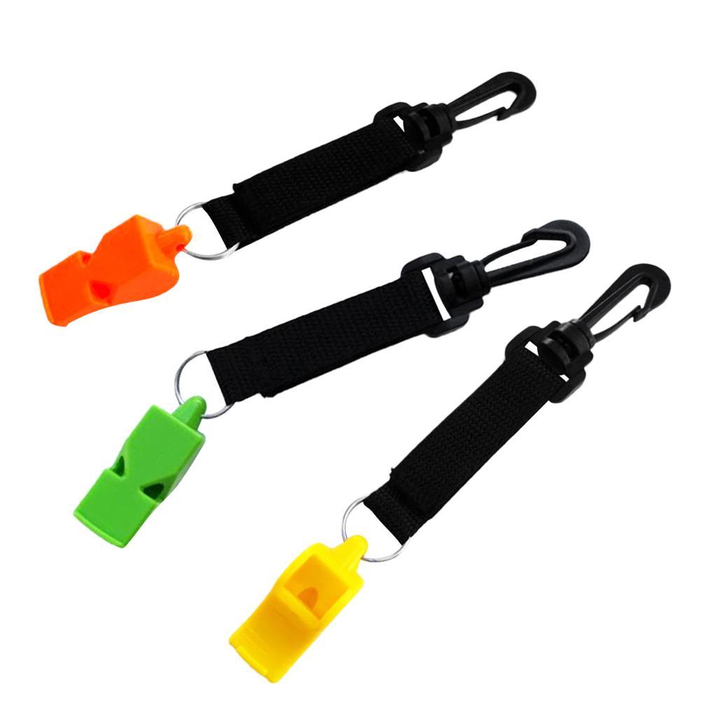 3pcs Emergency Whistle Scuba Dive Safety Whistle with Hook & Loop + Swivel Clip Outdoor Hiking Survival Gear