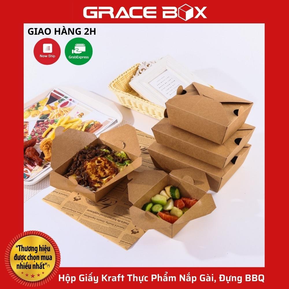 Lốc 10 Hộp Giấy Kraft Thực Phẩm Nắp Gài, Hộp Giấy Đựng BBQ