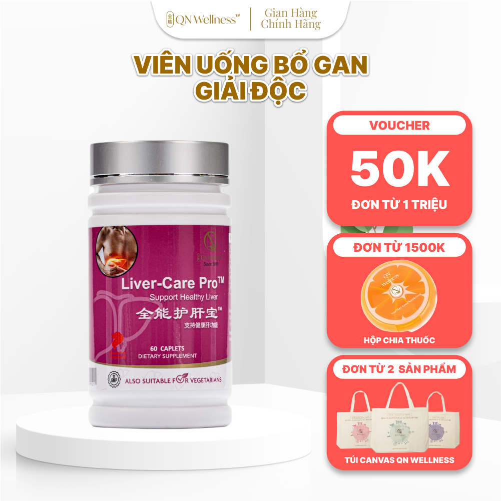 Viên Uống Bổ Sung Liver-Care Pro QN Wellness Chuyên Hỗ Trợ Phục Hồi & Bảo Vệ Gan, Điều Chỉnh Mức Độ Canxi Tế Bào, Cung Cấp Máu Cho Tim Mạch - Hộp 60 Viên