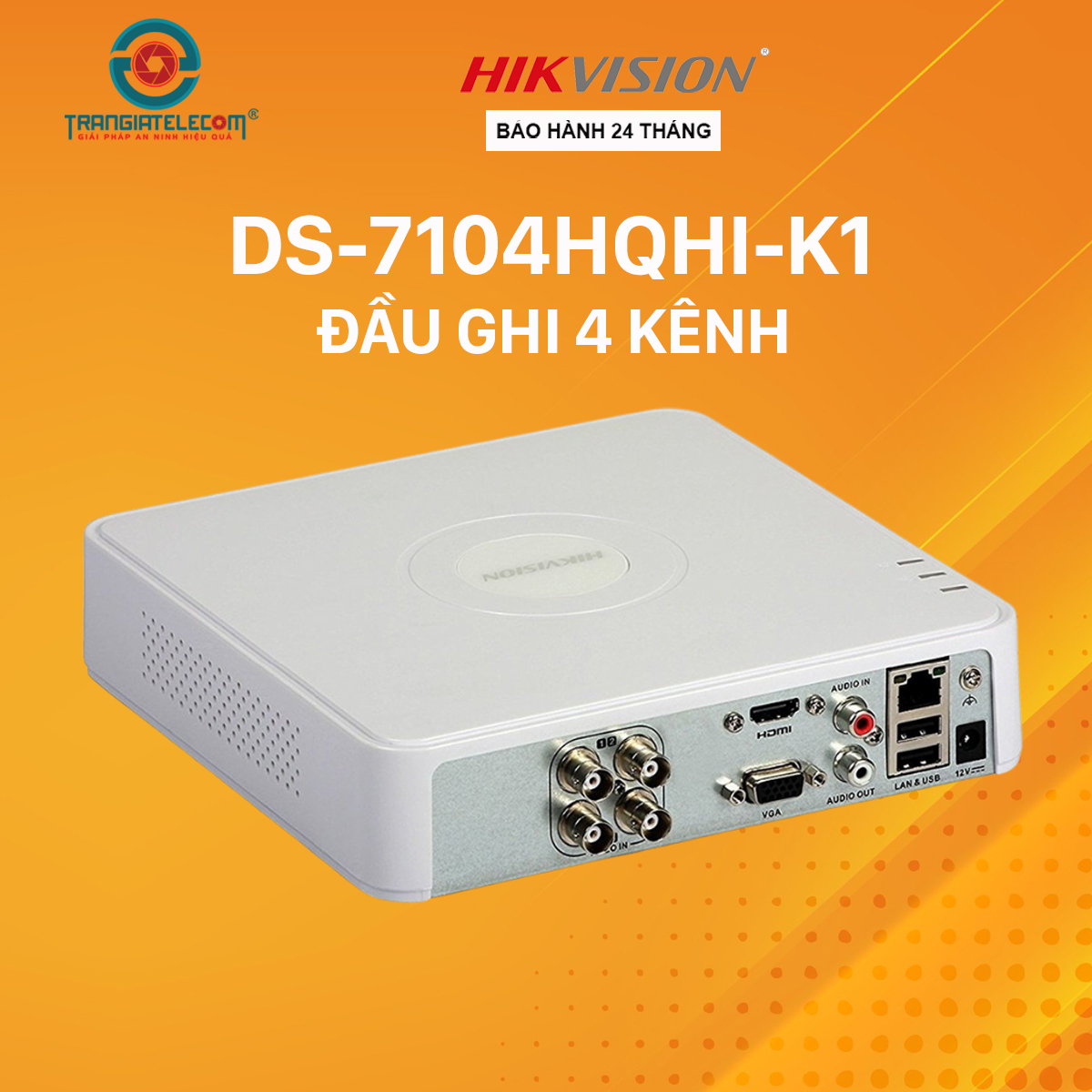 Đầu Ghi Hình Hikvision 4 Kênh DS-7104HQHI-K1 Full 2.0 Vỏ Nhựa - Hàng chính hãng