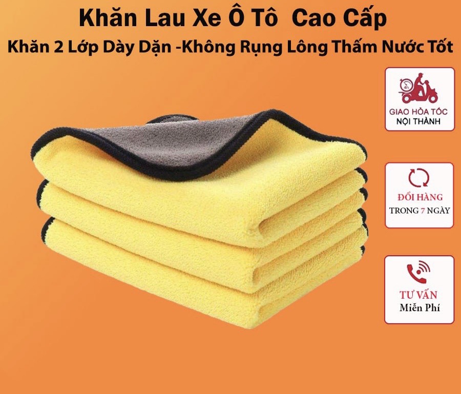 Khăn Lau Xe Ô Tô, Khăn Lau Bếp Đa Năng Chuyên Dụng Cao Cấp - Khăn Lau Xe 2 Lớp , Thấm Hút Nước Tốt