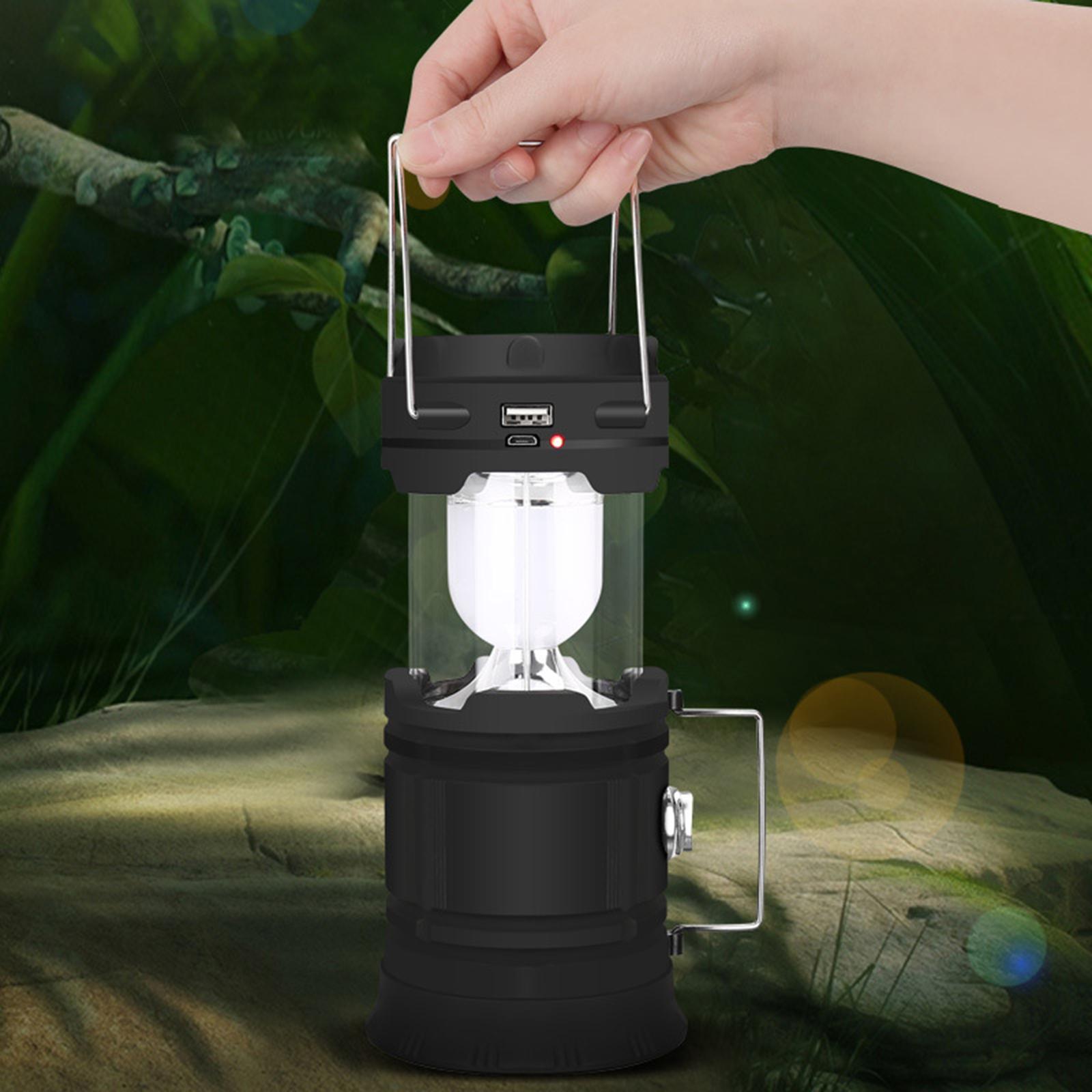 Vintage Solar Outdoor Camping Lantern Tent Light Patio Hanging Light Lamp Black
