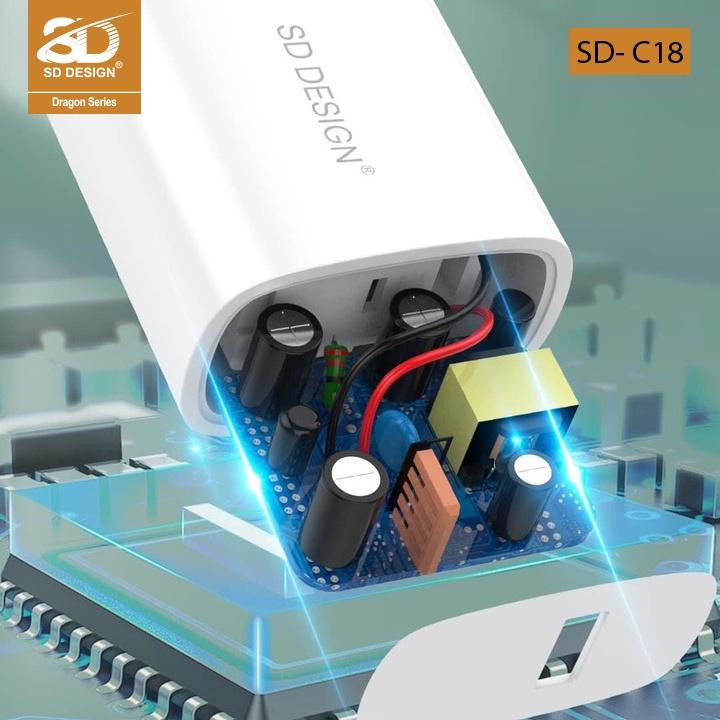 Bộ Củ Cáp SD DESIGN C18 Sạc Nhanh An Toàn Cho Mọi Loại Điện Thoại Trên Thị Trường