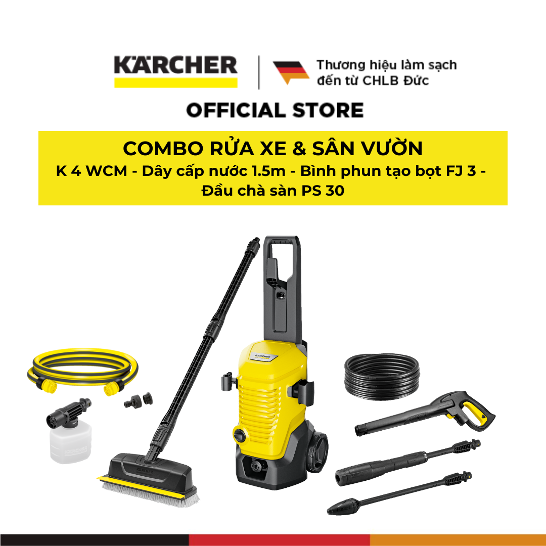 [Sản xuất Châu Âu] Máy phun rửa áp lực cao Karcher K 4 WCM - Động cơ từ - Công suất 1800W - Bảo hành 24 tháng - Hàng Chính Hãng