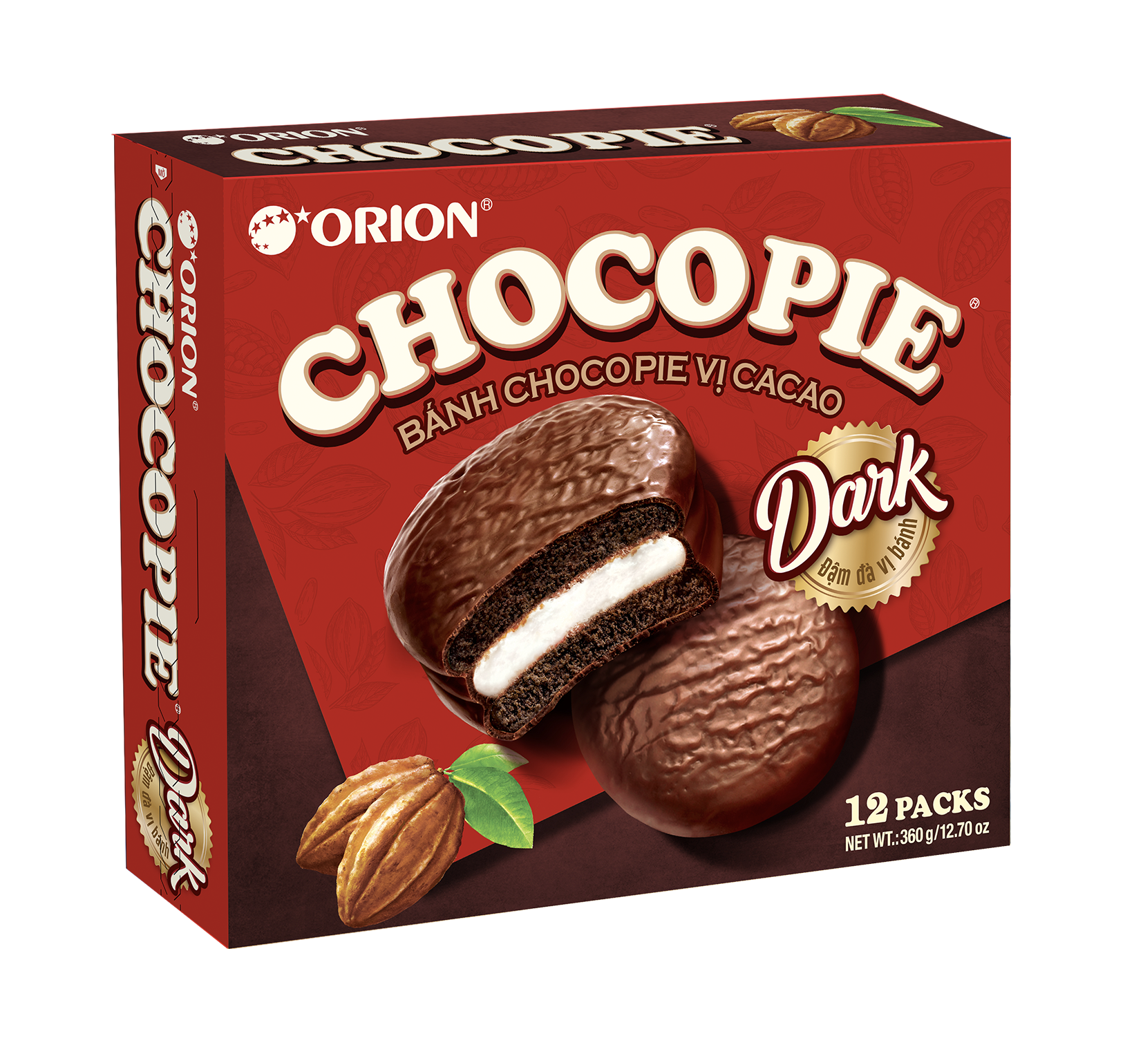 Combo 4 Hộp Bánh ChocoPie ĐẬM vị cacao Orion 360G