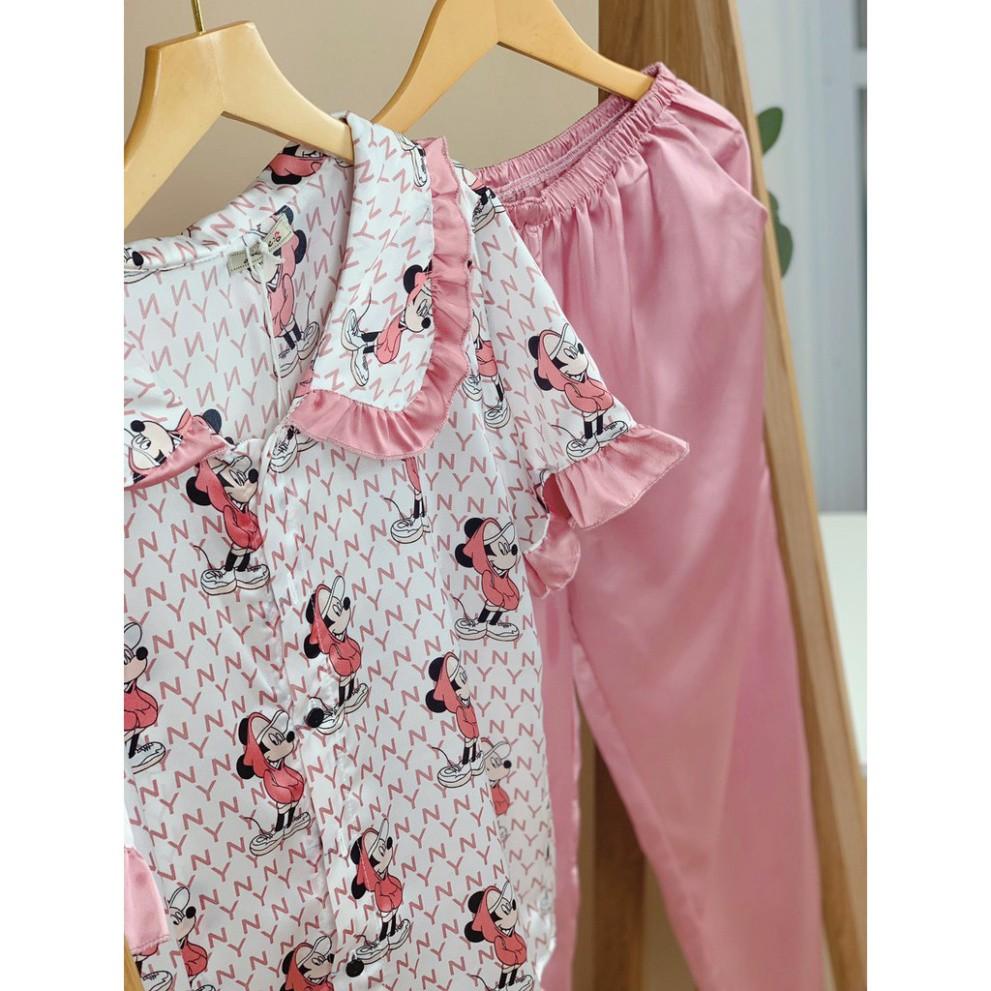 Freeship Bộ lụa mặc nhà, Bộ ngủ pijama chất lụa cao cấp, nhẹ mát, kiểu dáng hàn quốc.