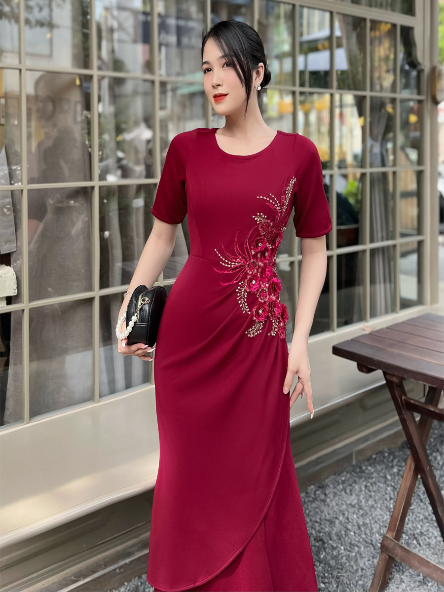 [HCM] Đầm đi tiệc đuôi cá kết hoa 3D sang trọng D102 - Khánh Linh Style - Lady Fashion