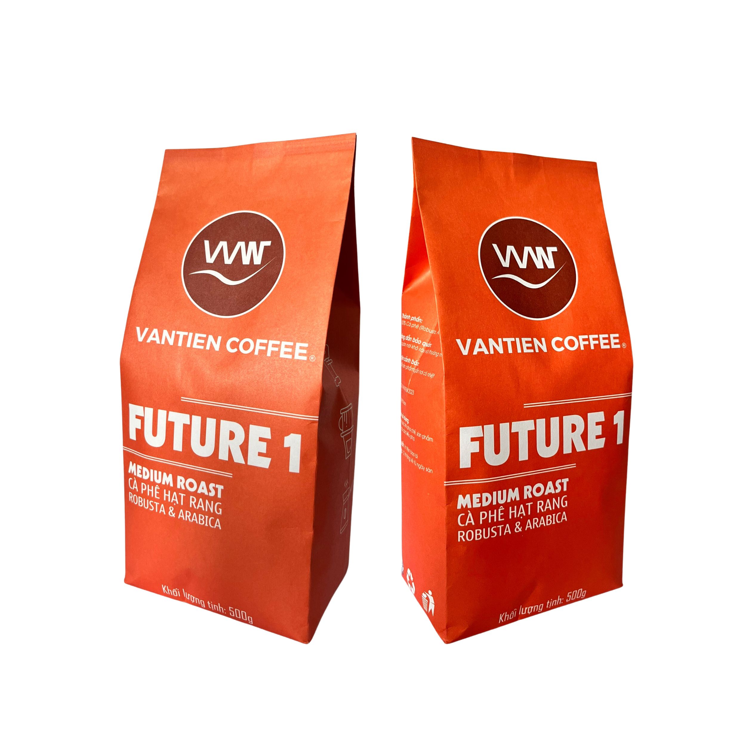 Combo 2 gói Cà phê hạt rang Future 1 VANTIEN COFFEE 500g/gói