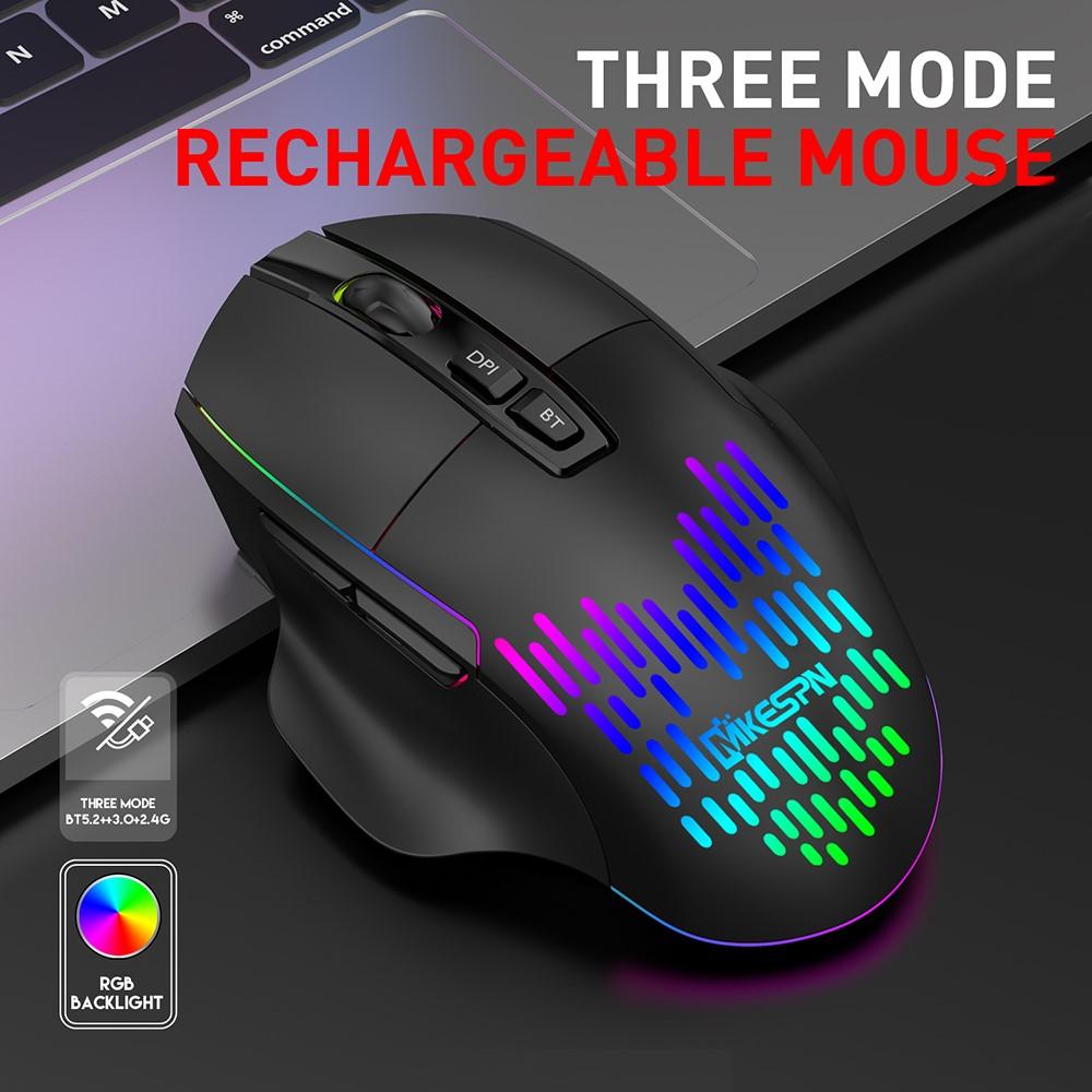 Chuột Không Dây 2.4G Sạc Ba Chế Độ Bluetooth-Tương Thích 5.2 Chuột Thở Ánh Sáng 3 DPI Có Thể Điều Chỉnh Cấp Độ Cắm chơi